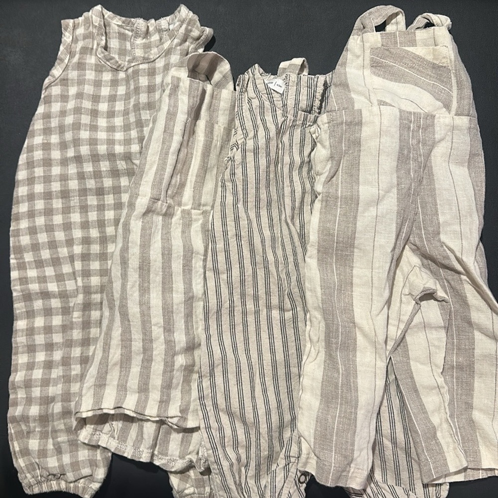 Lot of 4 Fin & Vince linen overalls